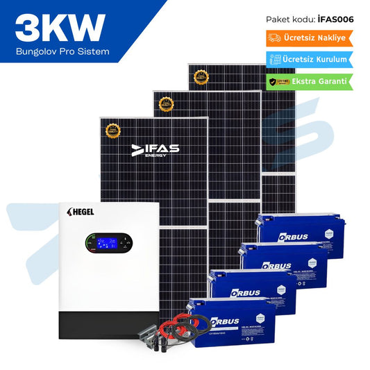 3KW Akıllı Ev Güneş Paneli Sistemleri Bungolov Pro Sistem